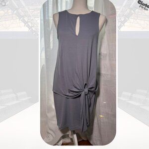 Susana Monaco Sleeveless Gray Keyhole Neck Tie-Waist Casual Mini Dress Small
